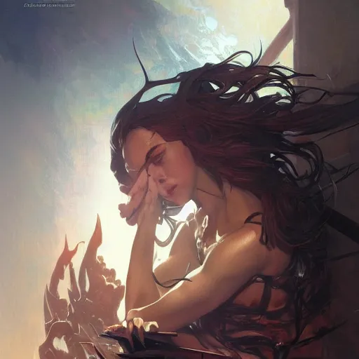 Image similar to a beautiful metal cover art, highly detailed, digital painting, artstation, concept art, sharp focus, illustration, art by alex ross and greg rutkowski and alphonse mucha