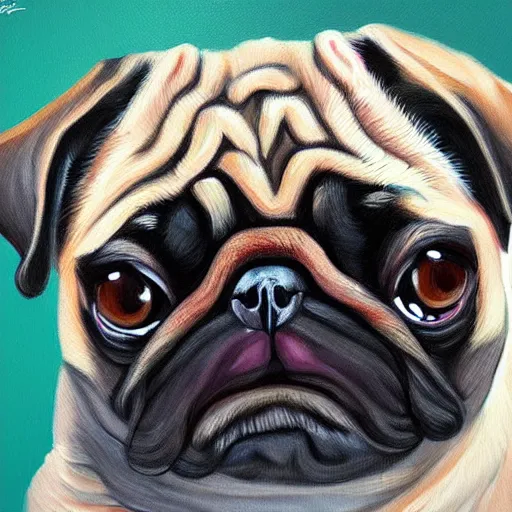 Image similar to A cute pug painted by Jana Schirmer