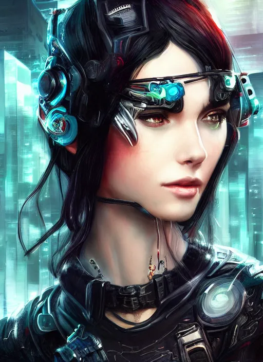 Image similar to teen elf, cyberpunk rigger, black hair, gorgeous, amazing, elegant, intricate, highly detailed, digital painting, artstation, concept art, sharp focus, illustration, art by ross tran