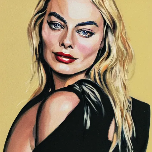 Image similar to portrait of Margot Robbie, Pixiv style, detailed,