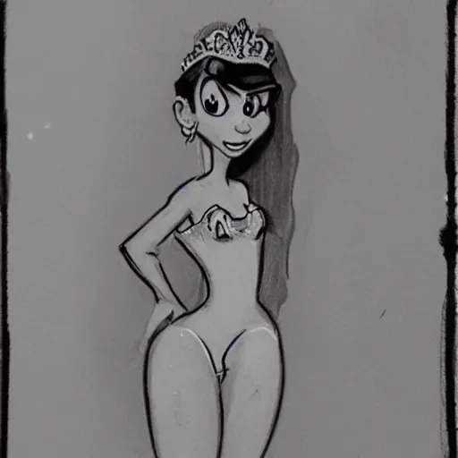 Image similar to milt kahl sketch of victoria justice with kim kardashian body as princess daisy