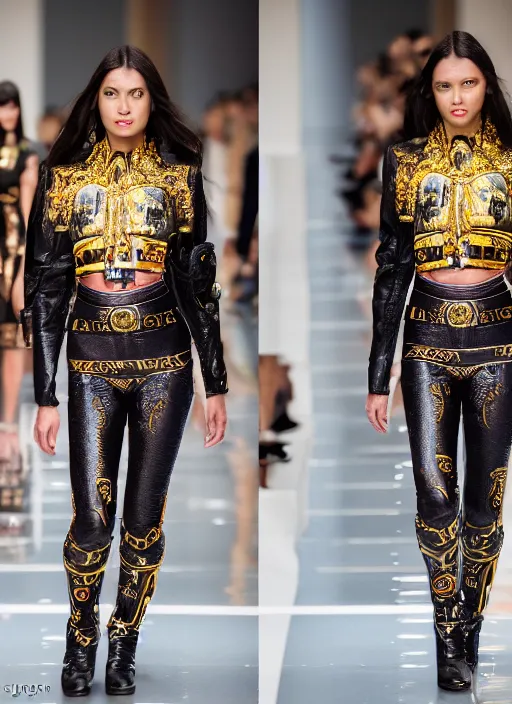 Image similar to hyperrealistic and heavy detailed versace runway show of judge dredd, leica sl 2 5 0 mm, vivid color, high quality, high textured, real life 8 k