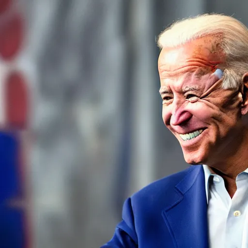 Image similar to joe biden smiling like the joker