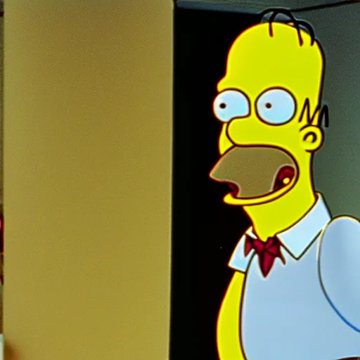 Image similar to a still of homer simpson in psycho