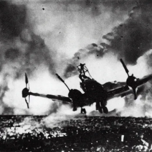 Image similar to ww 2 photo of a stuka dive bomber going up in flames