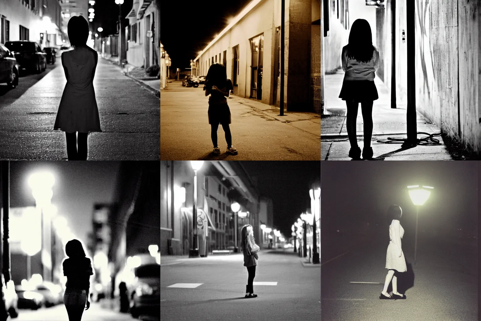 Prompt: emo girl stood under a street light at night, 2006, flickr