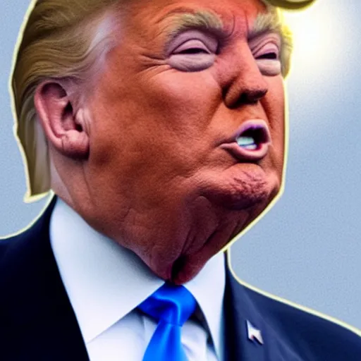 Prompt: donald trump smirking with a golden halo over his head