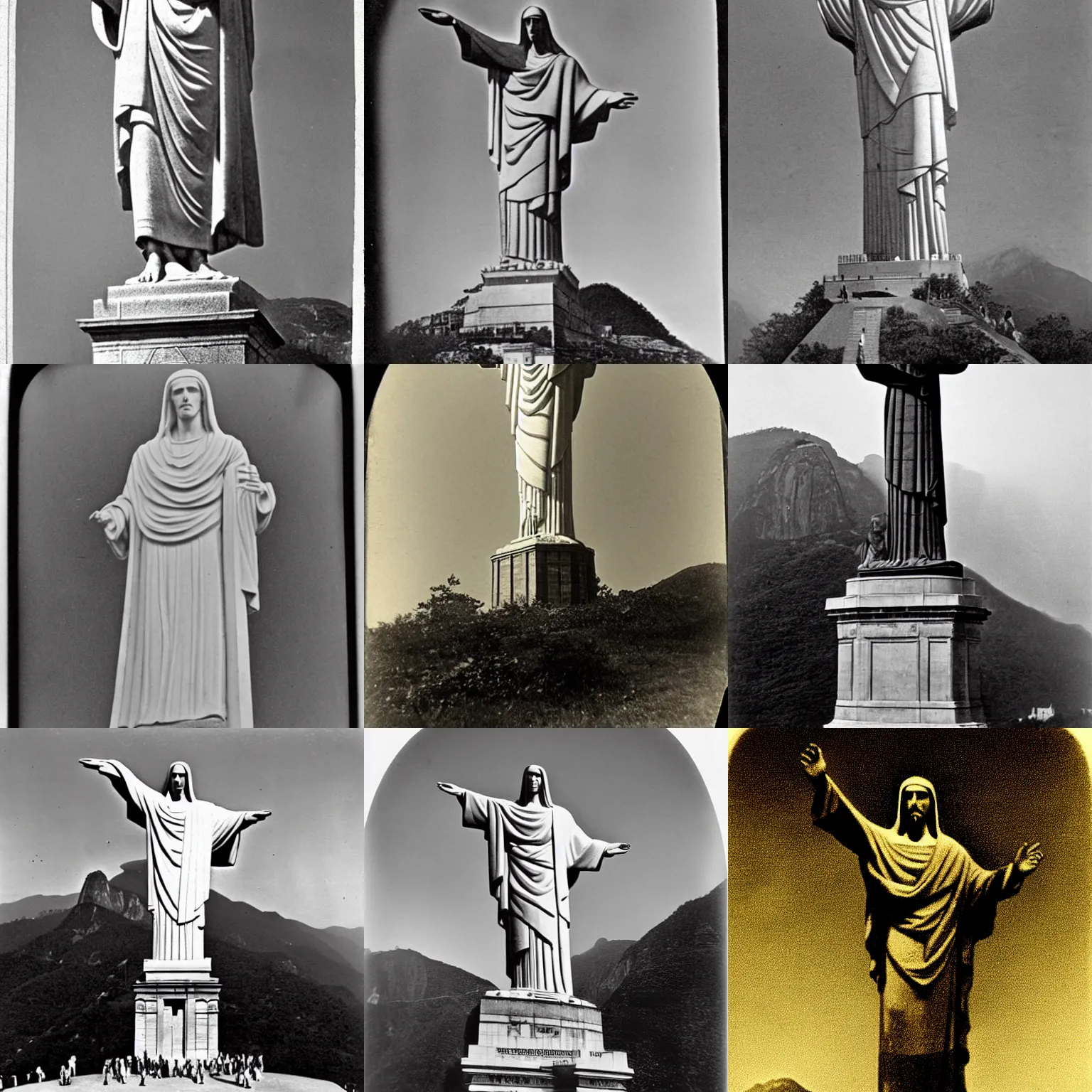 Image similar to Christ the Redeemer statue, 1860s photograph