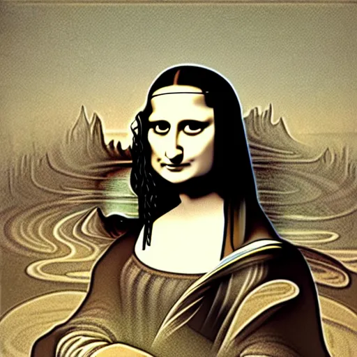 Prompt: fractal surrealistic psychedelic Mona Lisa