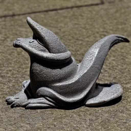 Prompt: a statue of a slug made of porcelain