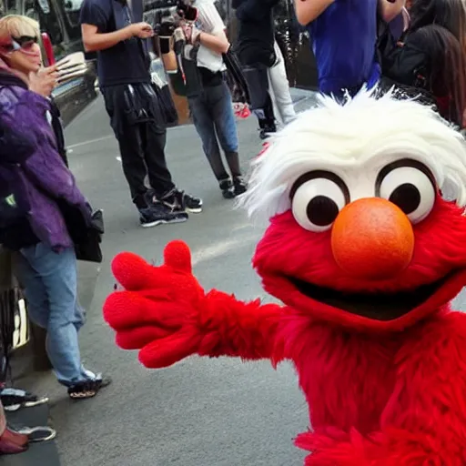 Image similar to elmo caught by paparazzi