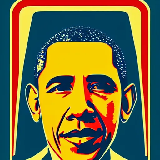 Image similar to Obama “no change” slogan, the world if Obama didn’t want change. Retro Soviet style poster by Shepard Fairey