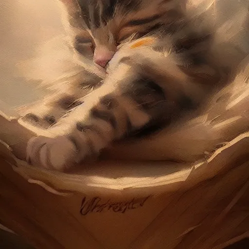 Image similar to Kitten Sleeping digital Art, Greg rutkowski, Trending artstation,cinematic