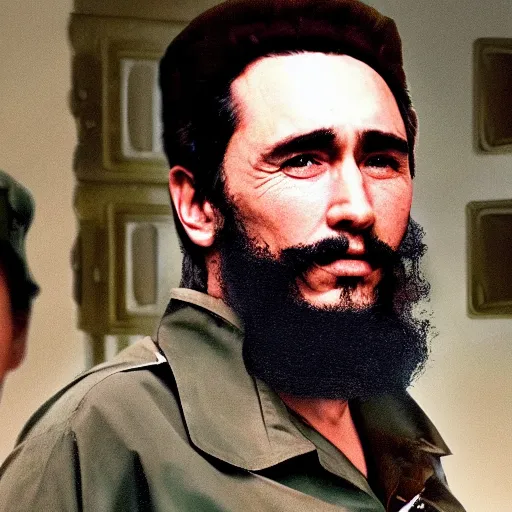 Prompt: james franco as fidel castro in the new movie the revolution will not be appropriately cast ( 2 0 2 3 )