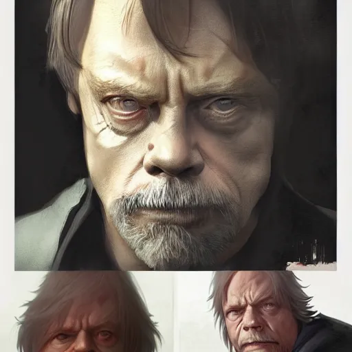 Image similar to A portrait of mark hamill, angry, sith, star wars art, art by greg rutkowski, matte painting, trending on artstation