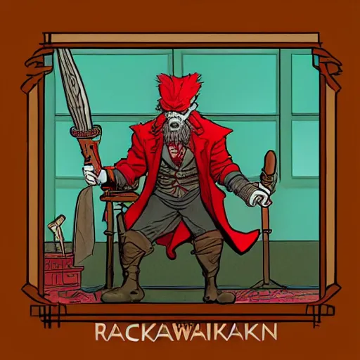 Image similar to rackham the red sitting in podcast! studio, in the style of moebius