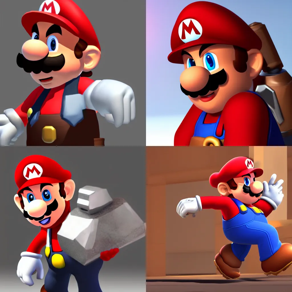 Prompt: mario as heavy from team fortress 2, cgi, rendered