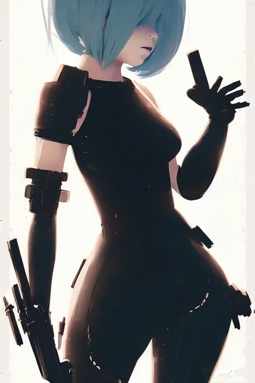 Image similar to a ultradetailed beautiful portrait panting of 2 b from nier automata, by conrad roset, greg rutkowski and makoto shinkai trending on artstation