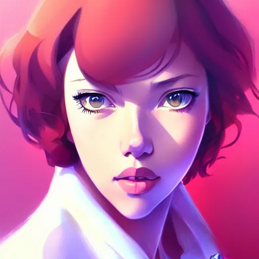 Image similar to scarlett johansson, portrait shinkai makoto studio ghibli studio key hideaki anno sakimichan stanley artgerm lau rossdraws james jean marc simonetti elegant highly detailed digital painting artstation pixiv