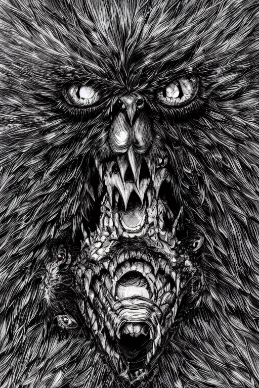 Image similar to raven monster, highly detailed, digital art, sharp focus, trending on art station, kentaro miura manga art style