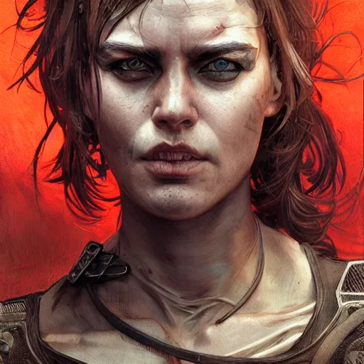 Image similar to brutalist Portrait of Mad Max, intricate, wild, highly detailed, digital painting, artstation, concept art, smooth, sharp focus, illustration, art by artgerm and greg rutkowski and alphonse mucha and Hajime Sorayama