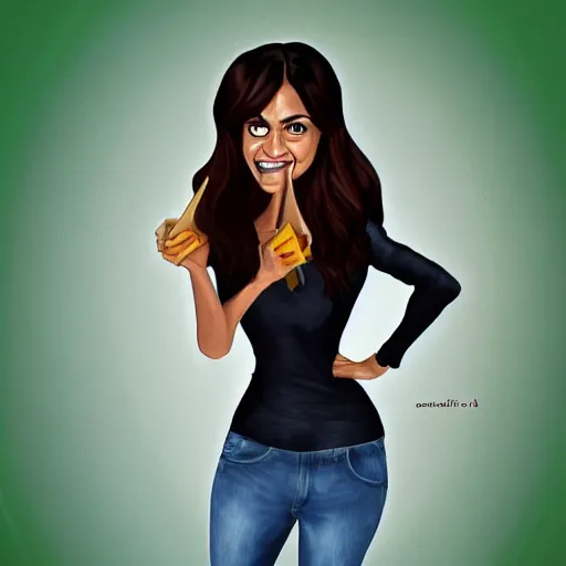 Prompt: Cartoon caricature of Nina Dobrev, silly