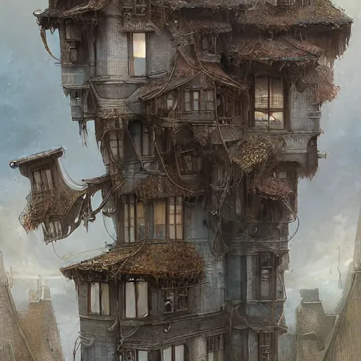 Image similar to person made of windows and doors and a roof, complete house with Central nervous,background fine lines by ellen jewett, tomasz alen kopera and Justin Gerard