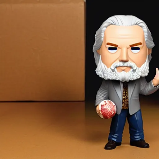 Prompt: The Dude Jeff Bridges holding bowling ball as a Funko Pop