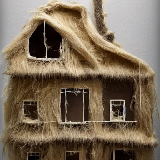 Image similar to a house made of a long hair and taxidermy parts