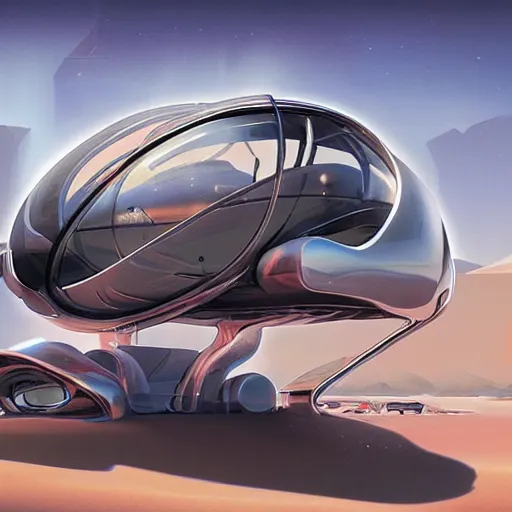 Prompt: futuristic chrome car in desert, ad by tyler edlin and petros afshar and christopher balaskas and marius borgeaud and kiliain eng, atomic age maximalist, art nouveau, well proportioned, highly detailed