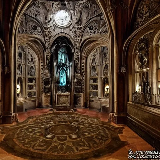 Image similar to weird see through alien grotesque baroque neo gothic style dead space interior