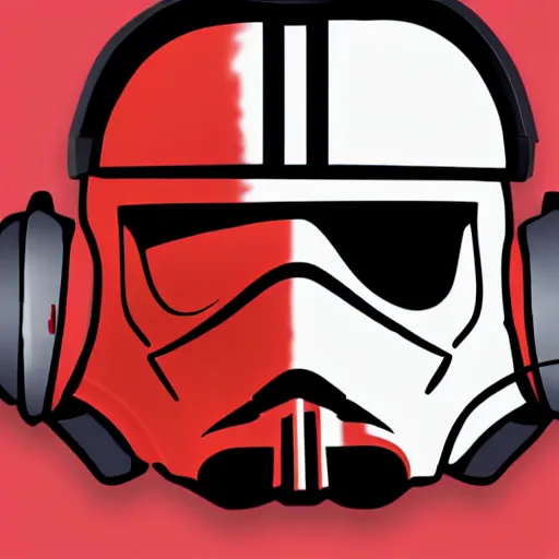 Image similar to svg sticker of a Pop-Wonder Storm-Trooper-Mandolorian-Helmet-Head-Hero-Villain at a rave, spinning records, giant headphones rocking out, wearing headphones, huge speakers, dancing, rave, DJ, spinning records, digital art, amazing composition, rule-of-thirds, award-winning, trending on artstation, featured on deviantart