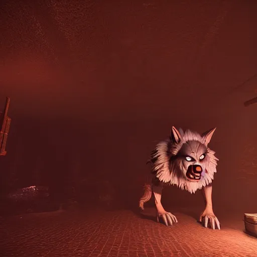 Prompt: werewolf hidden in the dark. higly detailed. unreal engine 5