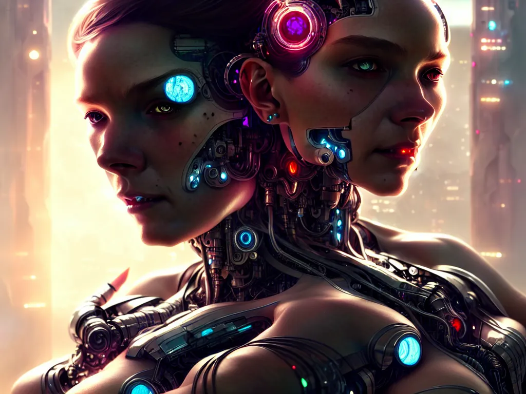 Image similar to ultra realistic, cyborg woman broken and shattered into pieces, cyberpunk, sci-fi, fantasy, intricate details, elegant, highly detailed, photorealistic, octane render, 8k, art by artgerm and greg rutkowski and alphonse mucha