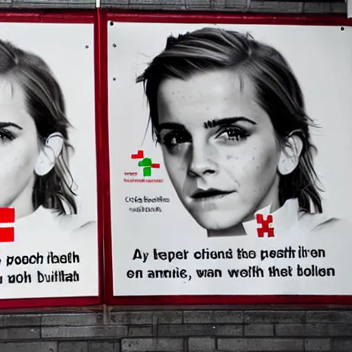 Image similar to a sign that bans emma watson pictures red cross not allowed public health poster