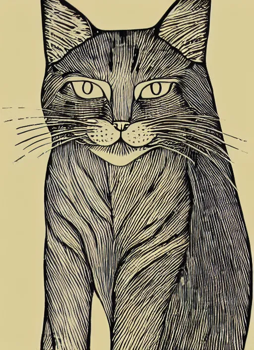 Image similar to cat woodcut print by Samuel Jessurun de Mesquita