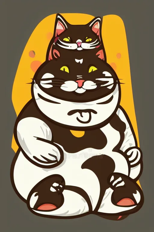 Image similar to Portrait of a cat that is a sumo wrestler, sticker, colorful, illustration, highly detailed, simple, smooth and clean vector curves, no jagged lines, vector art, smooth