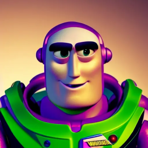 Image similar to realistic! photo of buzz lightyear with a buzz cut hairstyle, trending on artsation, 8k