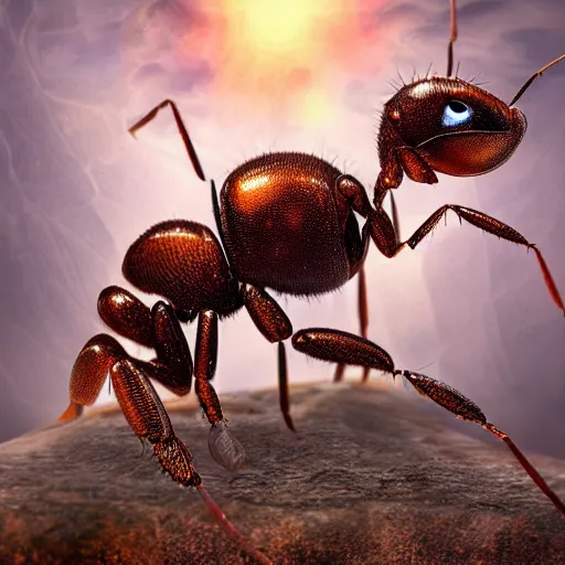 Prompt: fantasy art hyper realistic ai created interesting bizarre subconscious of an ant with fractal vignette edge fantastic art award winning best ultra detailed magnificent