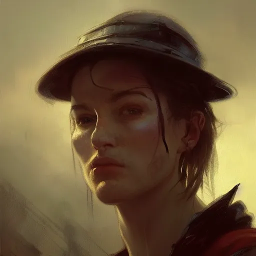 Prompt: closeup portrait of an artificer, dungeons and dragons character, dramatic lighting, castle background, gorgeous view, realistic, high detail, digital art, painted by greg rutkowski, painted by jeremy mann, painted by alphonse mucha, trending on artstation