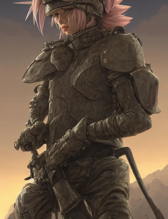 Prompt: a portrait of astolfo wearing camouflage gear, by moebius and tyler edlin and hr giger, trending on artstation, digital art, 4 k resolution, detailed, high quality, sharp focus, hq artwork, coherent, insane detail, concept art