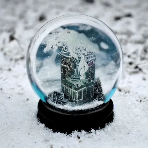 Image similar to eldritch world breaking out of a snow globe. Hyper realistic, cosmic horror, HP Lovecraft