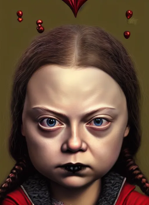 Prompt: highly detailed closeup, face profile portrait of greta thunberg as a gothic vampire, bikini, unreal engine, nicoletta ceccoli, mark ryden, earl norem, lostfish, global illumination, detailed and intricate environment