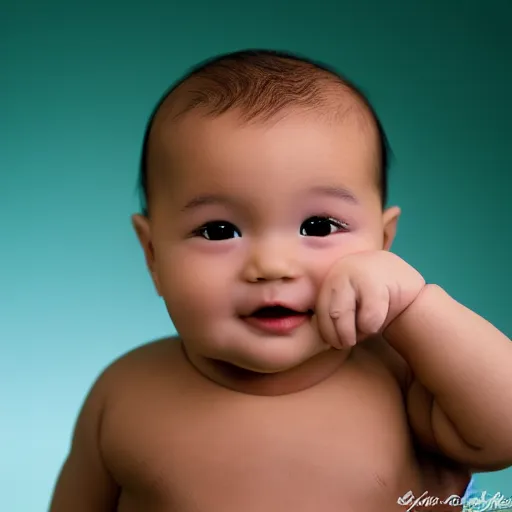 Image similar to Baby Steven Seagal, detailed, macro, studio light, backlit