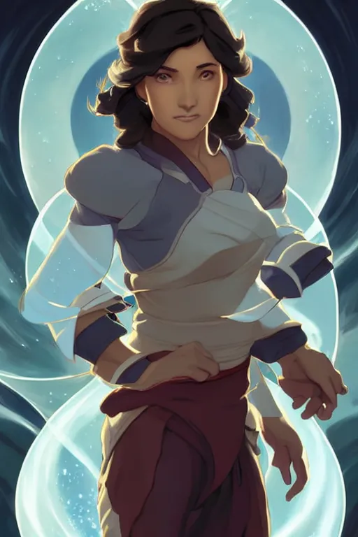 Image similar to Korra from The Legend of Korra, fantasy, intricate, elegant, highly detailed, digital painting, artstation, concept art, matte, sharp focus, illustration, art by Artgerm and Greg Rutkowski and Alphonse Mucha