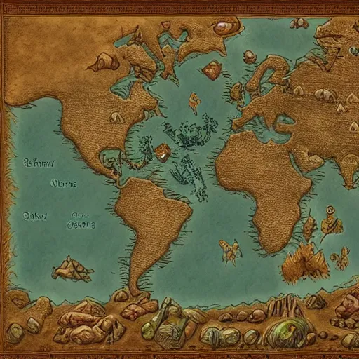 Image similar to fantasy map, highly detailed, many continents, oceans.