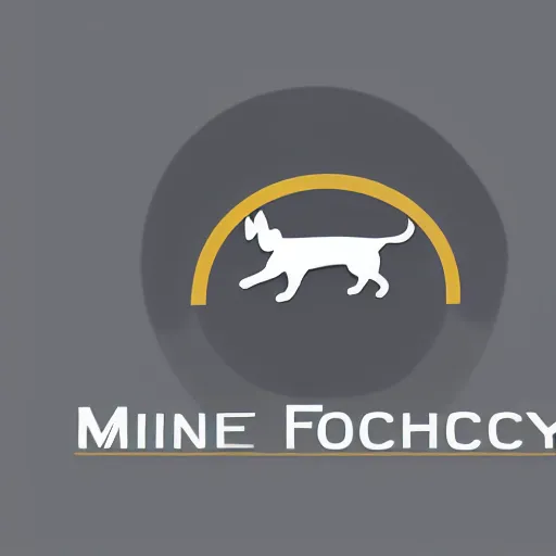 Image similar to logo of a pinscher dog futuristic time travel agency, minimalistic design, matte painting