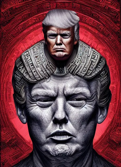 Image similar to digital _ painting _ of _ donald trump, mayan god of death _ by _ filipe _ pagliuso _ and _ justin _ gerard _ symmetric _ fantasy _ highly _ detailed _ realistic _ intricate _ port