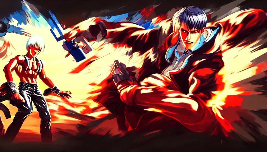 Image similar to concept art from kof snk 2 0 0 0 by jama jurabaev, cel shaded, cinematic shot, trending on artstation, high quality, brush stroke, amusement park on a old civilization