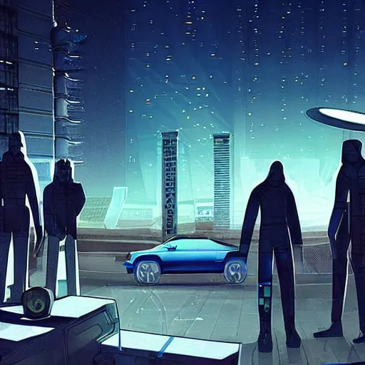 Prompt: odd looking citizens and vehicles in a high rise apartment neighborhood on the Moon, long shadows, holographic trees in a Russian cyberpunk city called Neo Kudrovo on the Moon, pitch black sky with stunning bright stars, bright sun, high contrast, black sky full of stars, holograms, blinding bright sun, sci-fi, cyberpunk outfits, photorealistic, grainy, 35mm, intricate, very very beautiful, elegant, smooth, cinematic, Unreal Engine 5